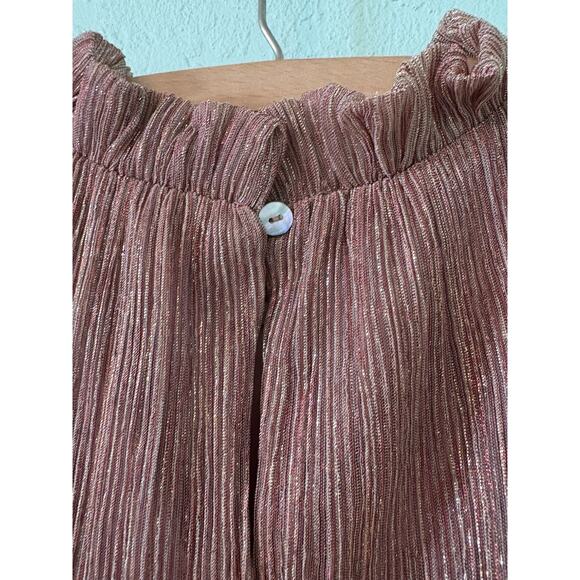 eri + ali Womens Sleeveless Small Taupe Metallic Threading Anthropologie Top - Picture 4 of 5